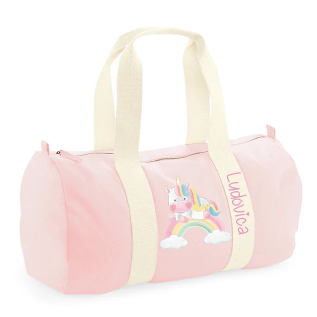 Borsone in cotone canvas personalizzato Unicorno Arcobaleno - immagine 4