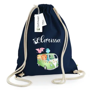 Zaino personalizzabile  a sacca in cotone pesante  per asiloCute Dino