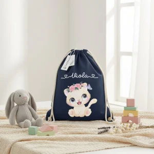 Zaino personalizzabile a sacca in cotone pesante Gattina