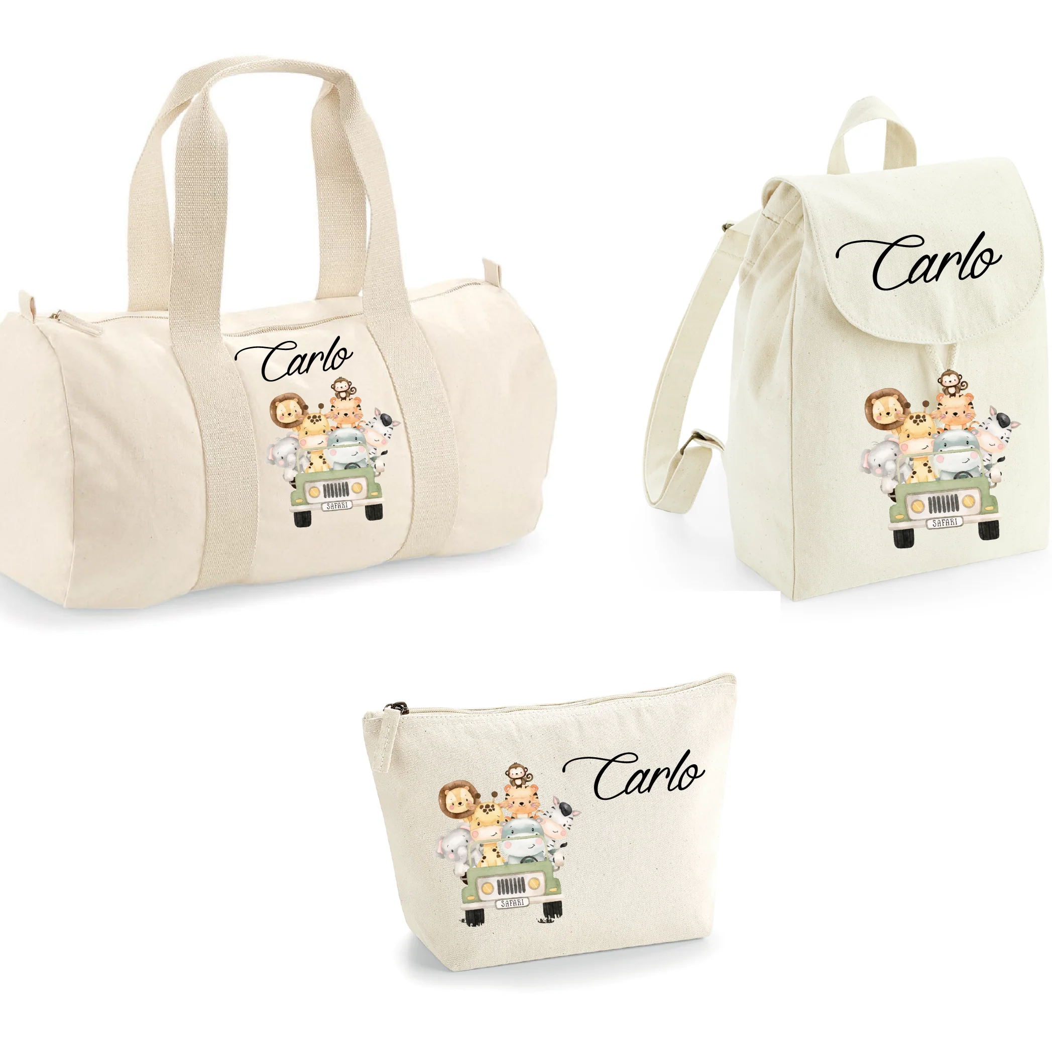 Borsone, zaino e pochette in cotone Safari personalizzabile - immagine 2