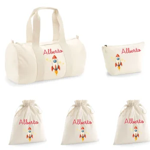 Set Nascita Personalizzato Borsone Baby Razzo