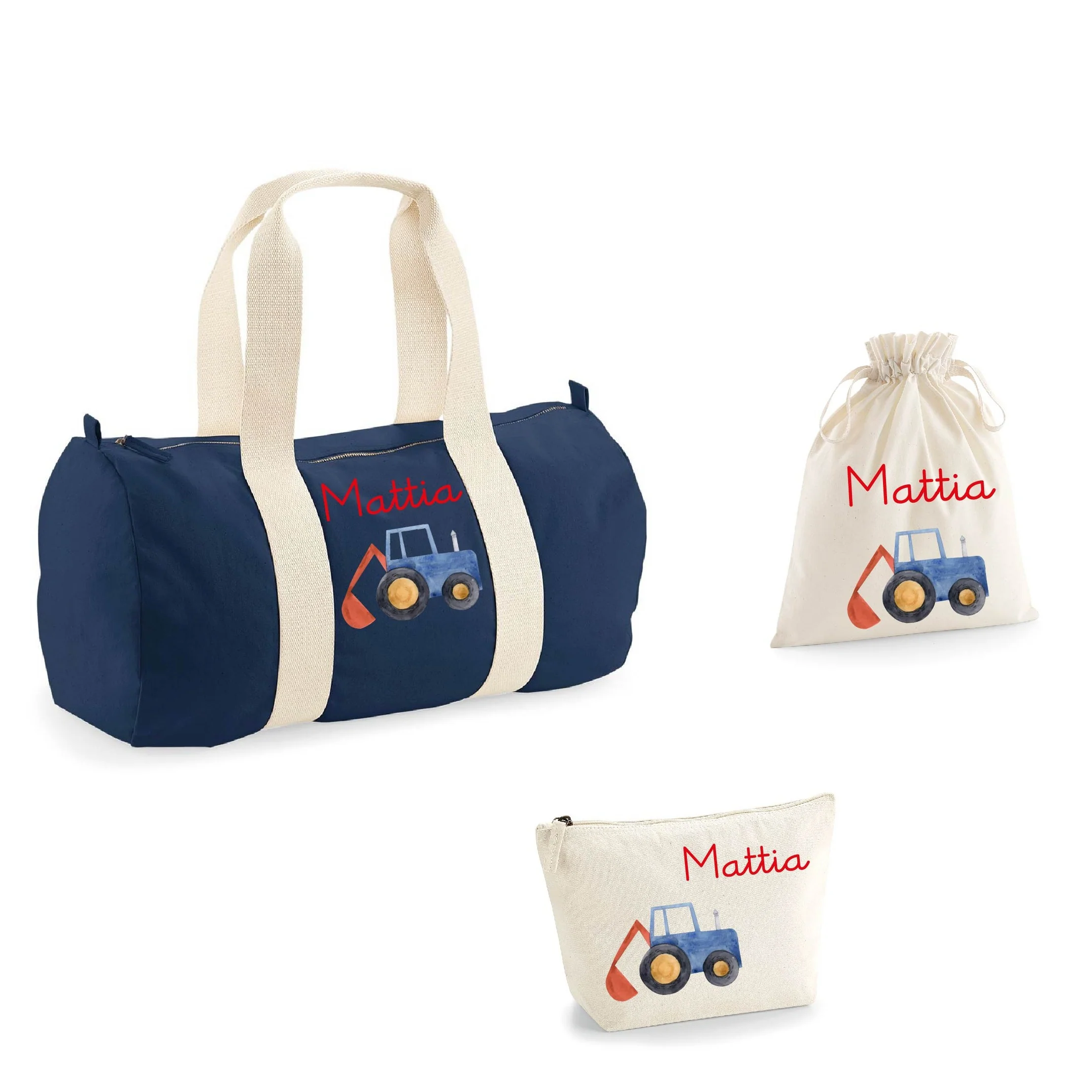 Borsone, pochette e sacchetto in cotone personalizzabile Trattore/Ruspa - immagine 3