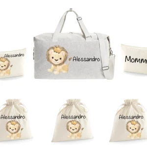 Borsone parto 2 pochette e 3 sacchi cambi Leoncino Corona