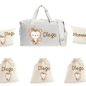 Borsone parto con 2 pochette e 3 sacchi cambi Scimmietta Indiana