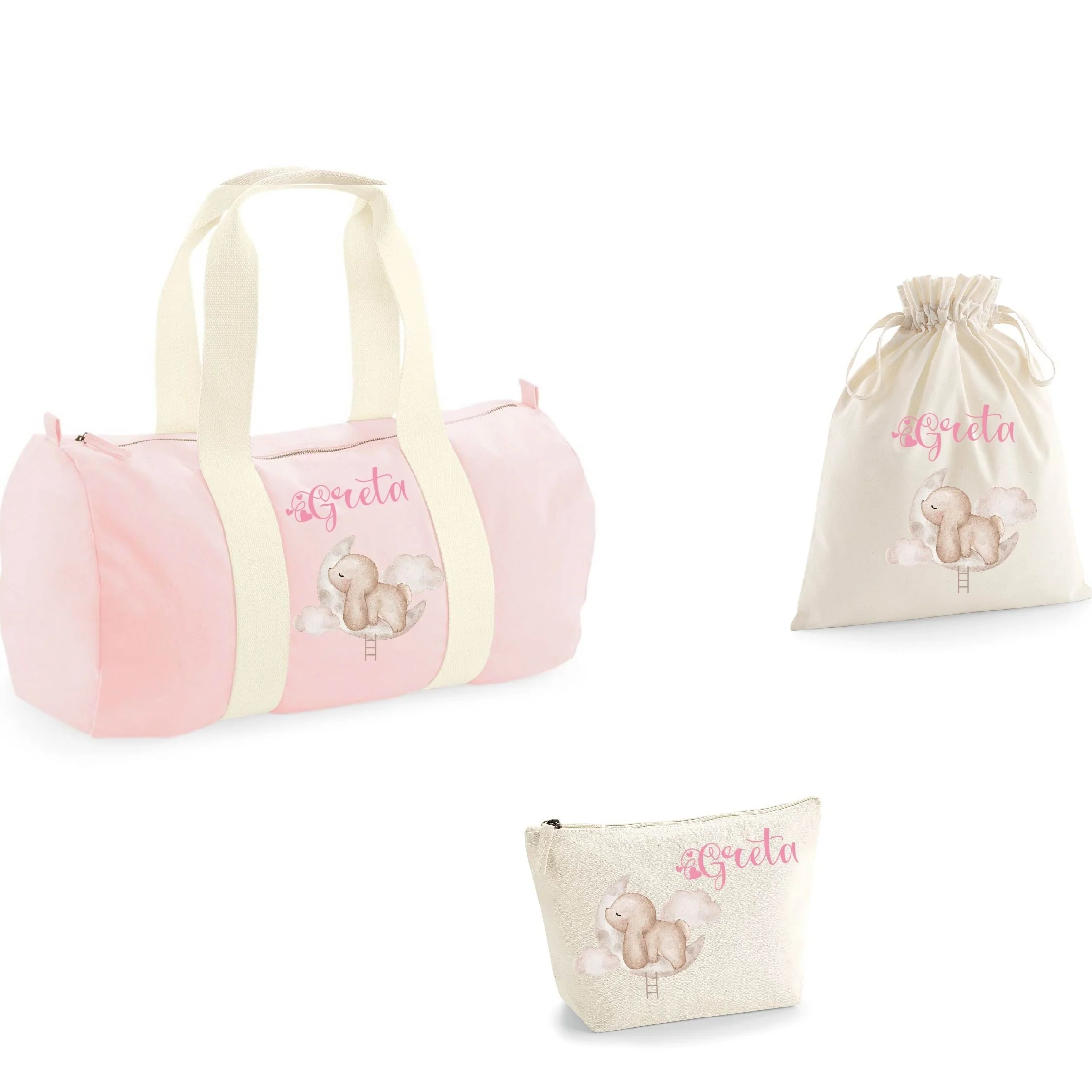 Borsone, pochette e sacchetto in cotone personalizzabile Coniglietto su Nuvola - immagine 4