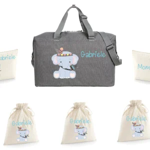 Borsone Mommy Grey 2 beauty e 3 sacchi nascita Elefantino Indiano