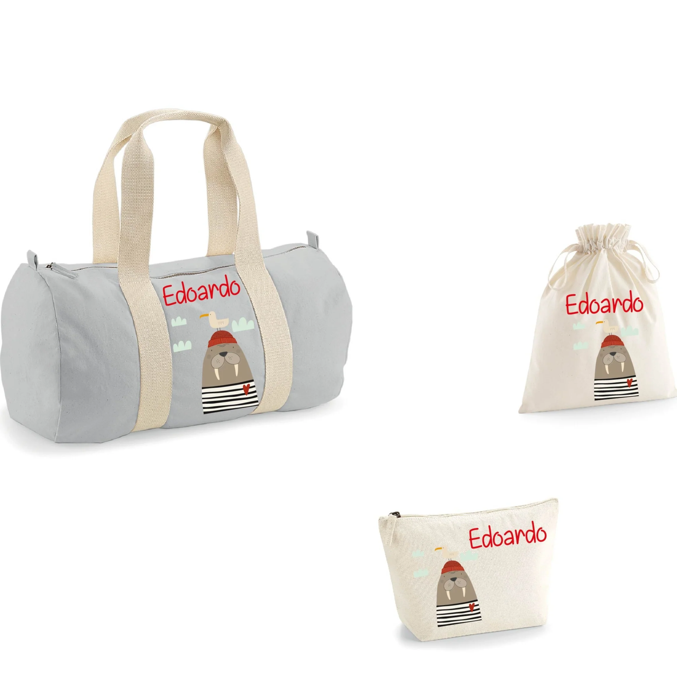 Borsone, pochette e sacchetto in cotone personalizzabile Tricheco - immagine 2