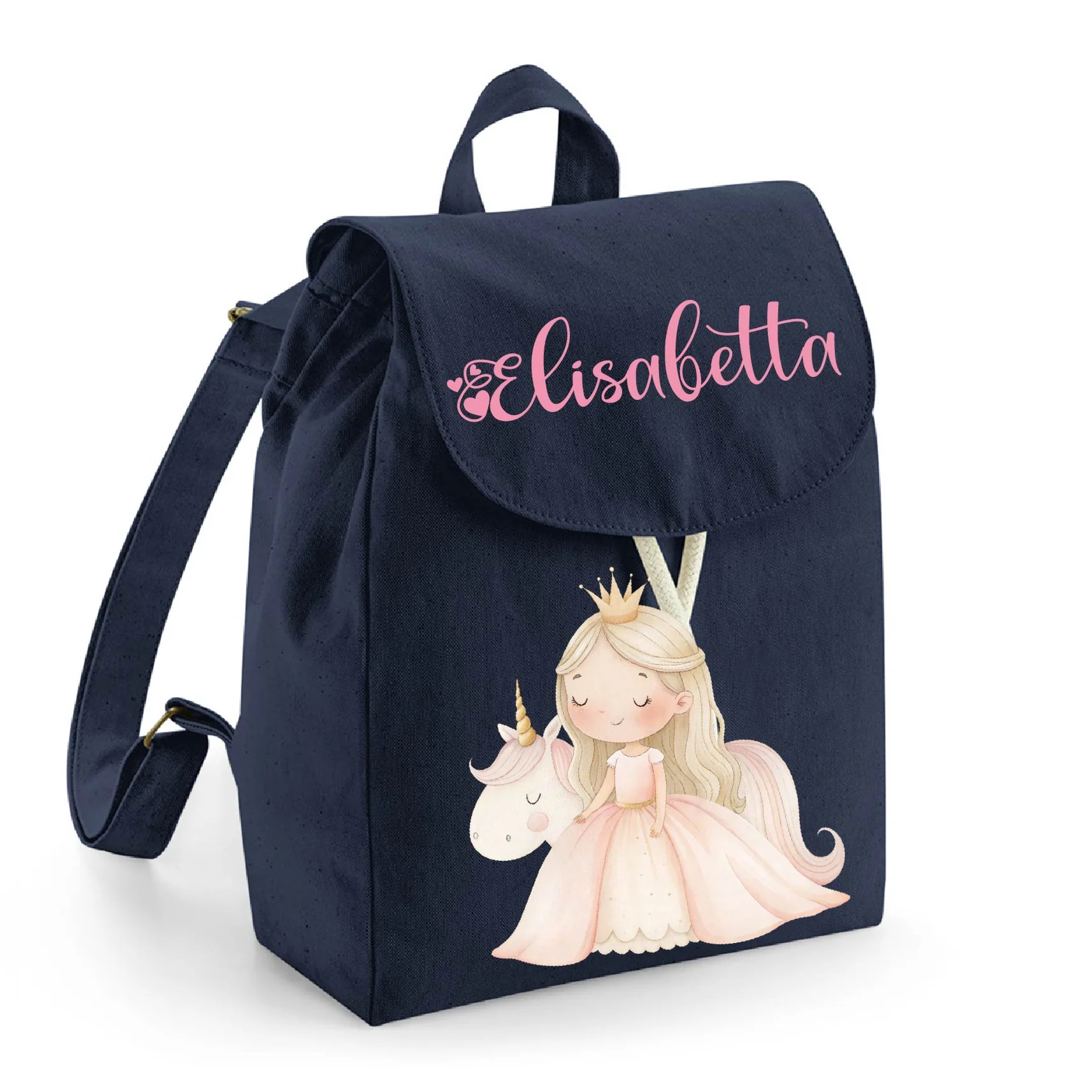 Mini Zaino personalizzabile in cotone Principessa Unicorno - immagine 5