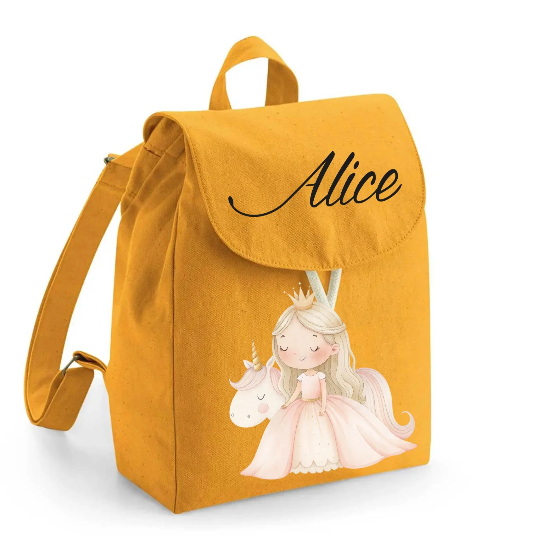 Mini Zaino personalizzabile in cotone Principessa Unicorno - immagine 3