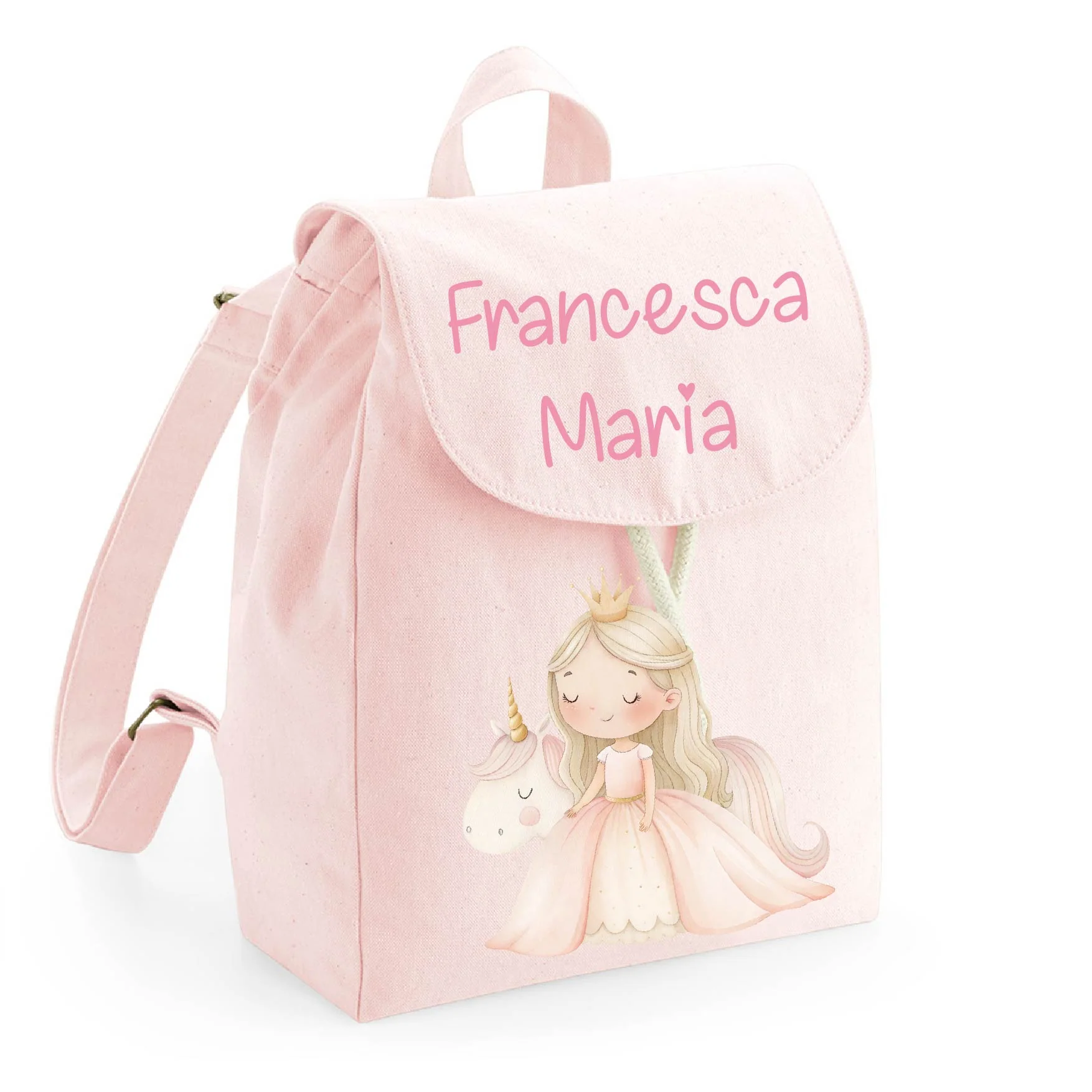 Mini Zaino personalizzabile in cotone Principessa Unicorno - immagine 2