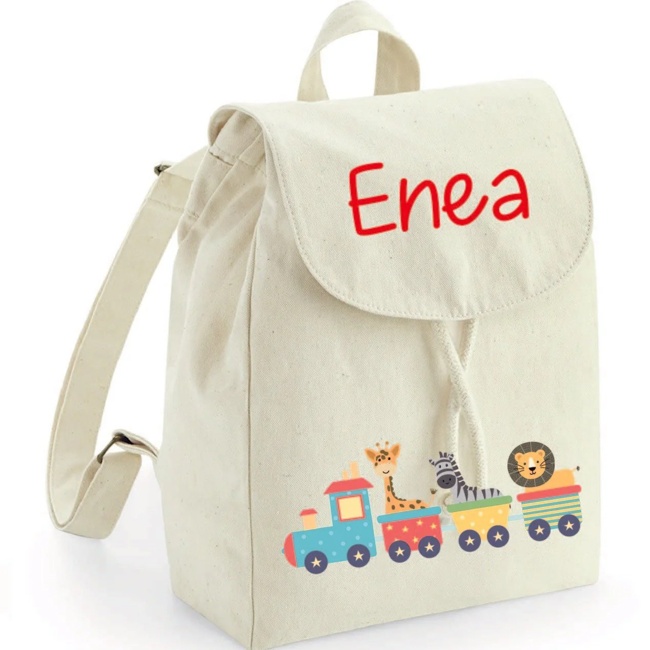 Mini Zaino asilo personalizzabile in cotone Trenino