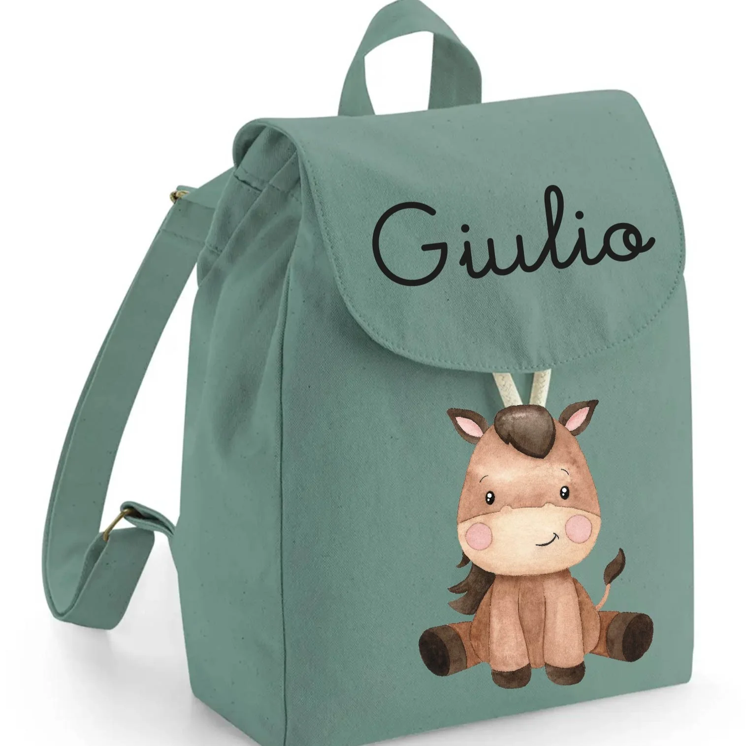 Mini Zaino asilo personalizzabile in cotone Baby Horse - immagine 8