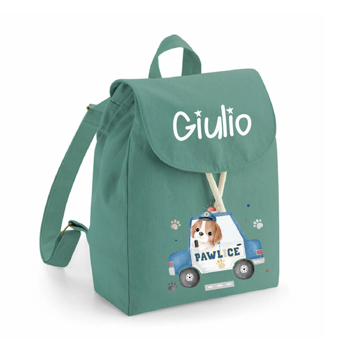 Mini Zaino asilo personalizzabile in cotone Cagnolino Pawlice - immagine 7