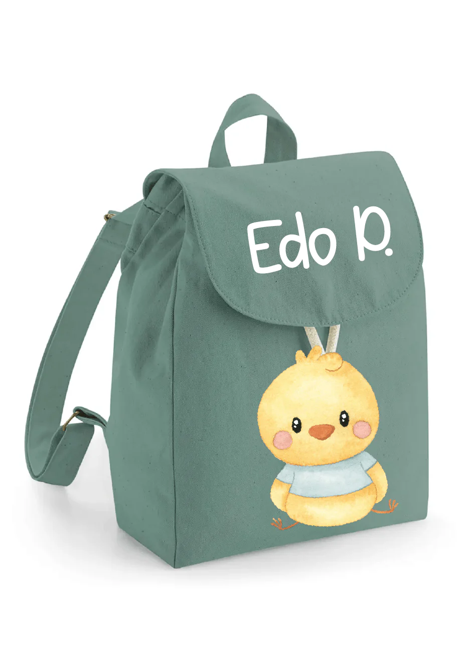 Mini Zaino asilo personalizzabile in cotone Pulcino Azzurro - immagine 7