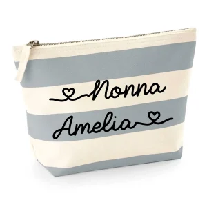 Pochette in cotone canvas a righe personalizzabile