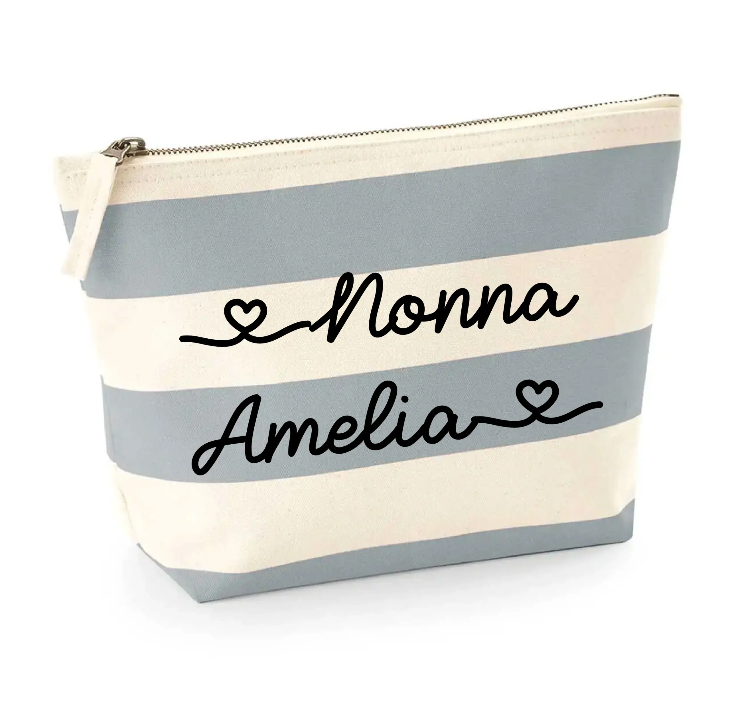 Pochette in cotone canvas a righe personalizzabile