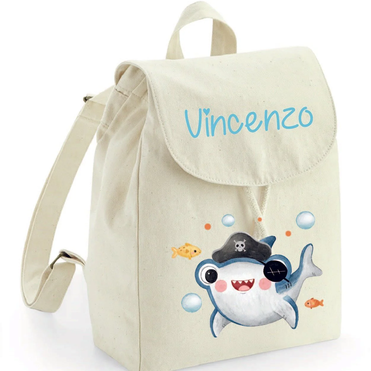 Mini Zaino asilo personalizzabile in cotone Baby Shark - immagine 3