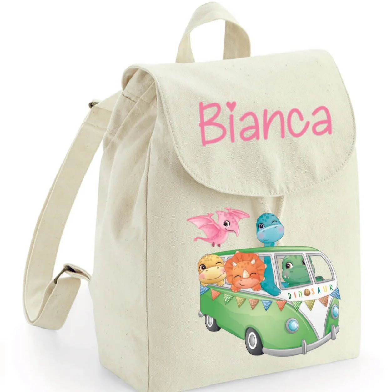 Mini Zaino asilo personalizzabile in cotone Cute Dino - immagine 7