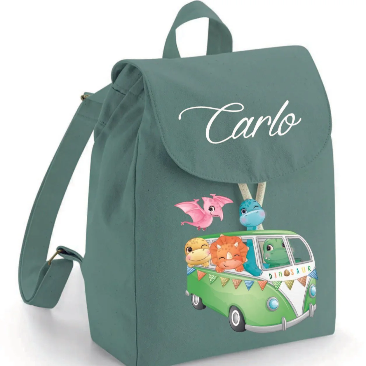 Mini Zaino asilo personalizzabile in cotone Cute Dino - immagine 6