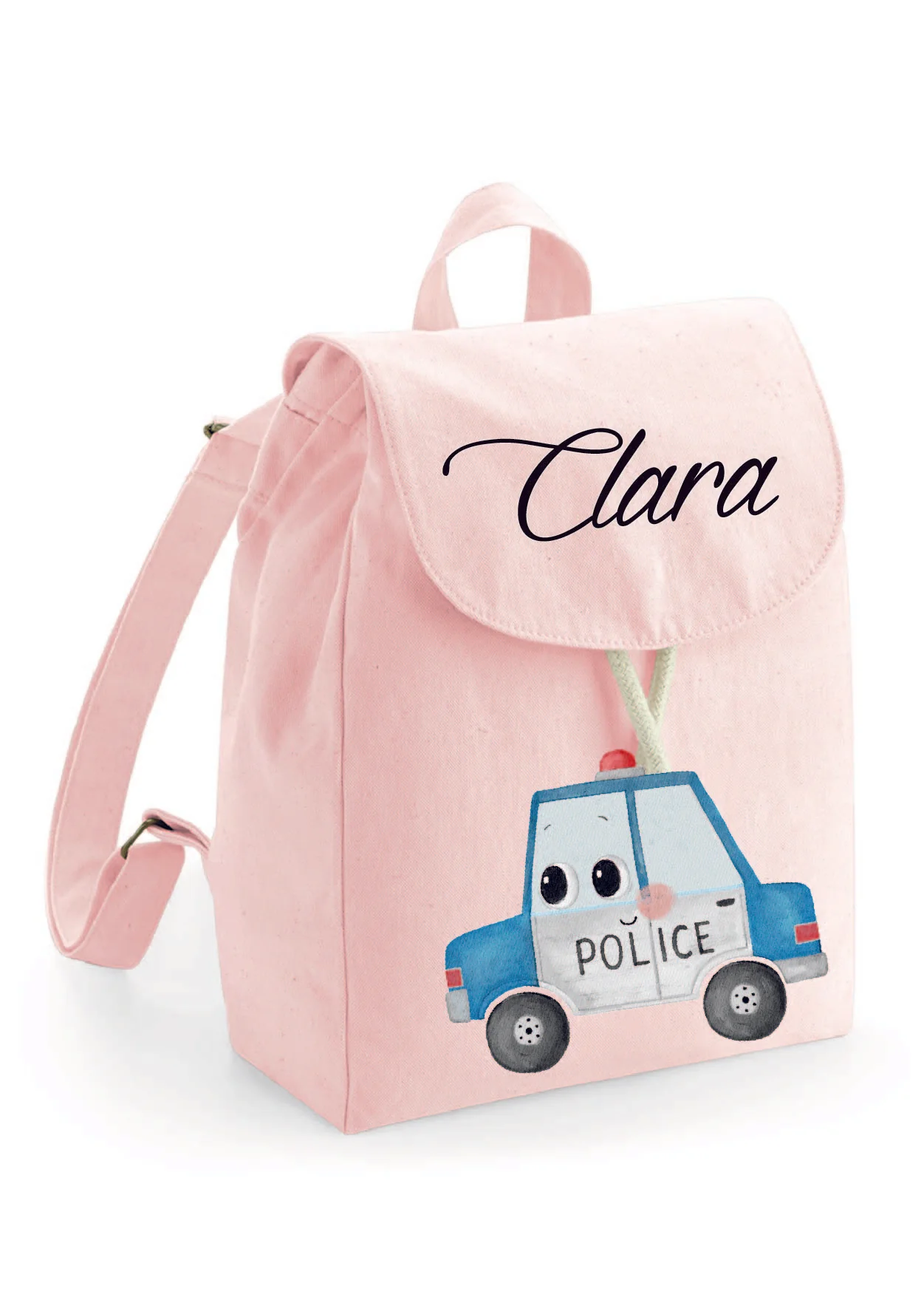 Mini Zaino asilo personalizzabile in cotone Macchina Polizia - immagine 6